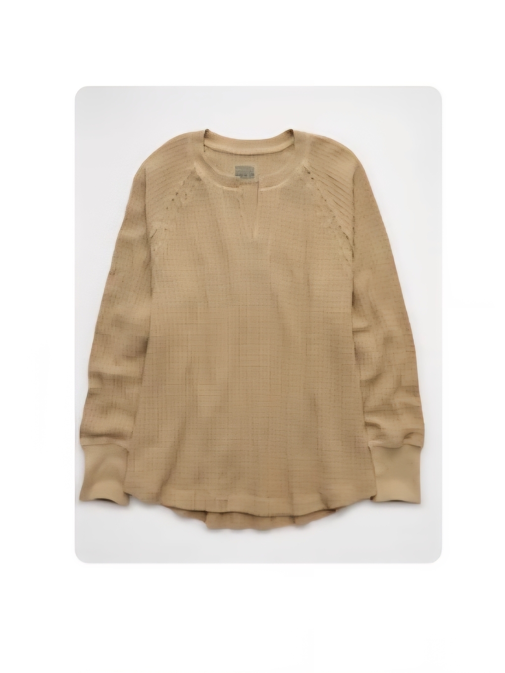 American Eagle Outfitters Beige Ribbed Thermal Top